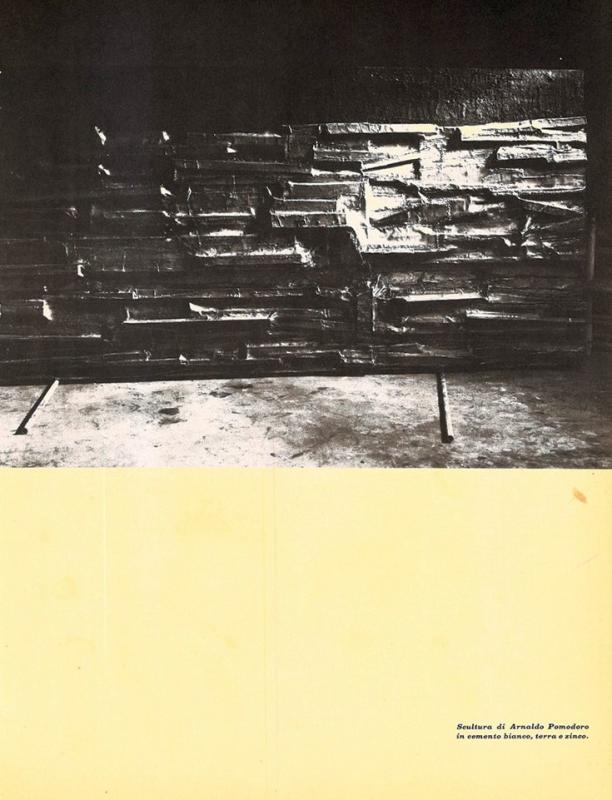 Terza di copertina, scultura di Arnaldo Pomodoro, gennaio - febbraio 1958, anno VI, n. 1