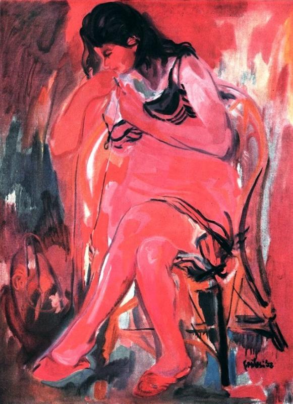 "Filatrice" di Giuseppe Milesi, 1° premio Dalmine di pittura 1958, settembre - ottobre 1958, anno VI, n. 5, p. 46