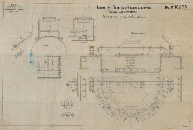 Locomotive gruppo 230 - Insieme e particolari della sabbiera