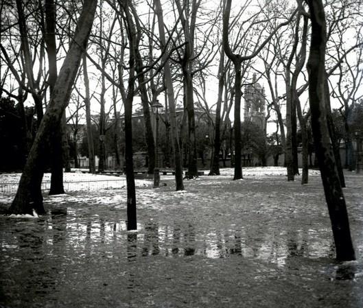 Acquasola in inverno. Campanile di Santa Caterina (taglio)