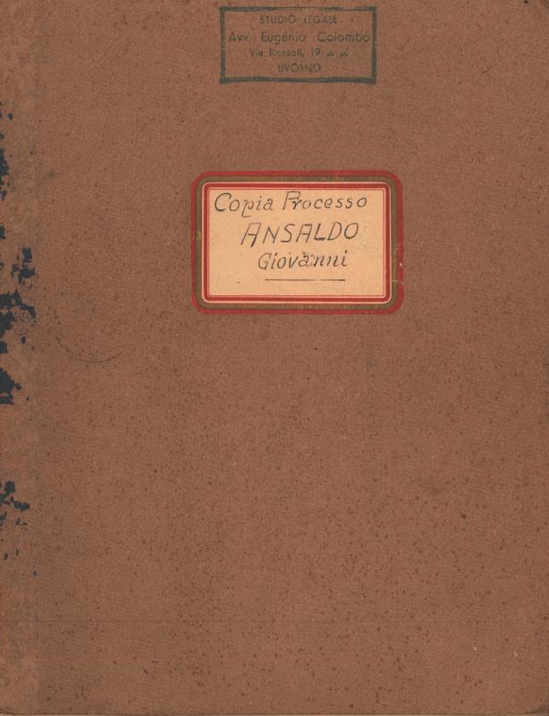 &quot;Copia processo Ansaldo Giovanni&quot;