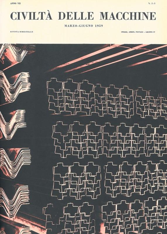 Copertina-Una inquadratura di profilati ILVA, di Ettore Veruggio, marzo - giugno 1959, anno VII, nn. 2-3