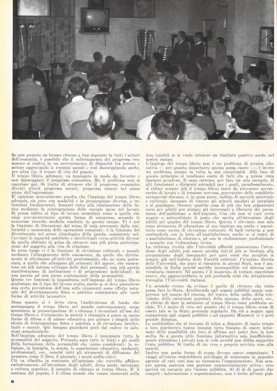 Tempo libero conquista della macchina e problema sociale, di Francesco Maria Vito, settembre - ottobre 1959, anno VII, n. 5, p. 6