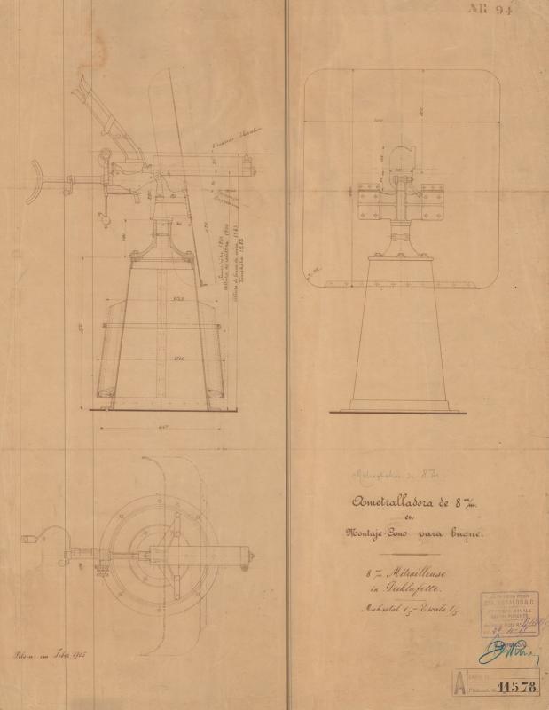 Mitragliatrice da 8 - Montaggio per nave