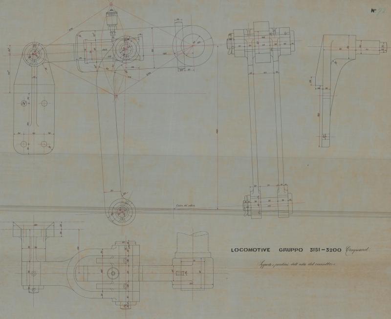 Locomotiva Alessandro Volta - Sopporto e pendini dell'asta del cassettone