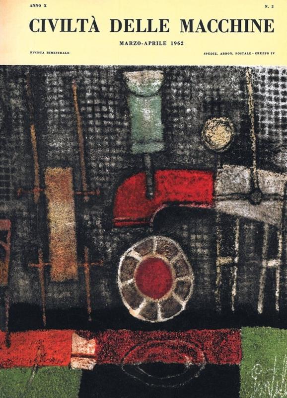 Copertina - Oggetti meccanici, 1962 - di Franco Gentilini, marzo - aprile 1962, anno X, n. 2