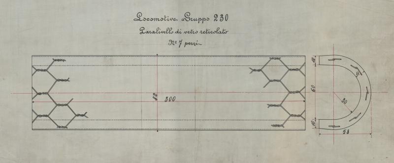 Locomotive gruppo 230. Paralivello di vetro reticolato