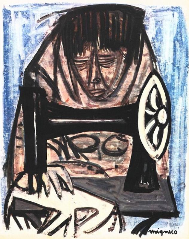 Giuseppe Migneco "La cucitrice" (1962), settembre - ottobre 1962, anno X, n. 5, p. 41