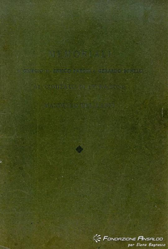 Copertina del memoriale