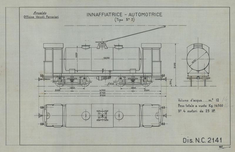 Officina Veicoli Ferroviari - Innaffiatrice - automotrice. Tipo 2