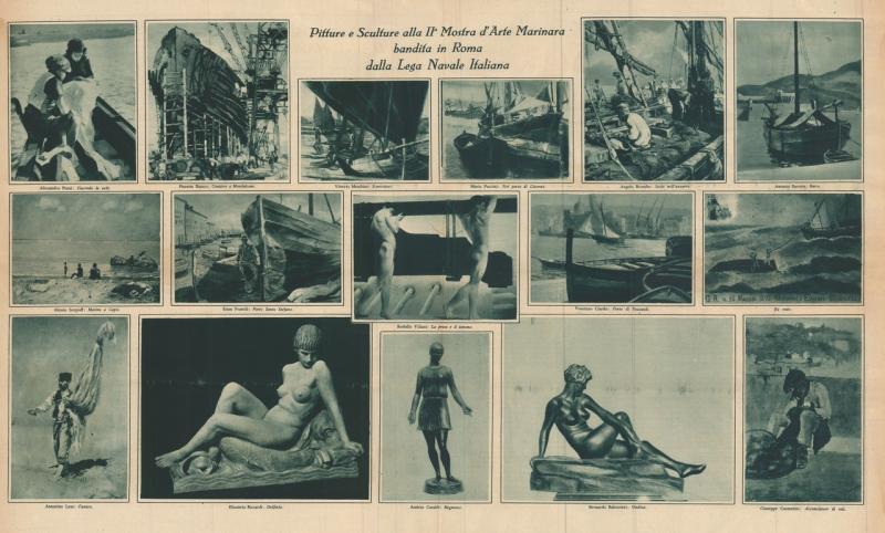Pitture e sculture alla 2° Mostra d'Arte marinara bandita in Roma dalla Lega Navale Italiana