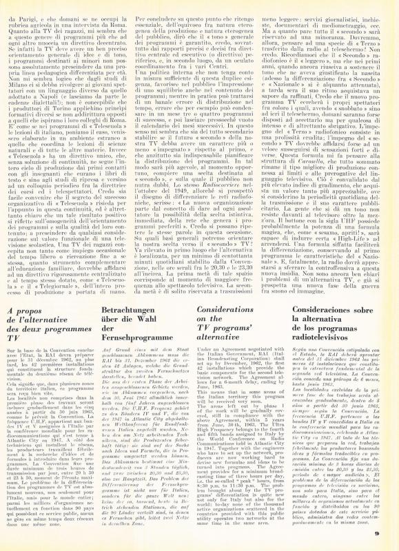 Considerazioni sull'alternativa dei programmi radiotelevisivi, di Guido Guarda, novembre - dicembre 1960, anno VIII, n. 6, p. 9