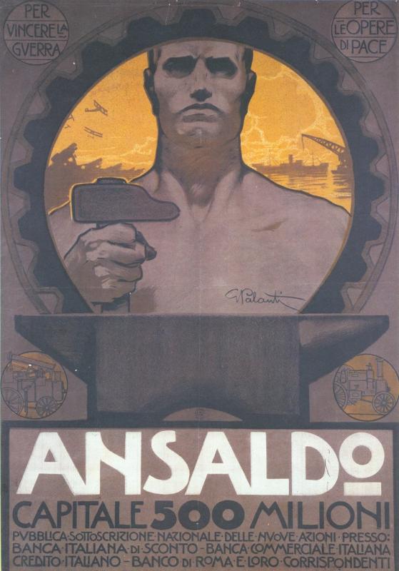 Gio. Ansaldo & C. -  manifesto pubblicitario di Giuseppe Palanti, 1917