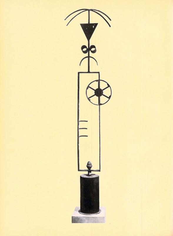 Seconda di copertina - scultura di ferro di Ettore Colla esposta alla Quadriennale, gennaio - febbraio 1956, anno IV, n. 1