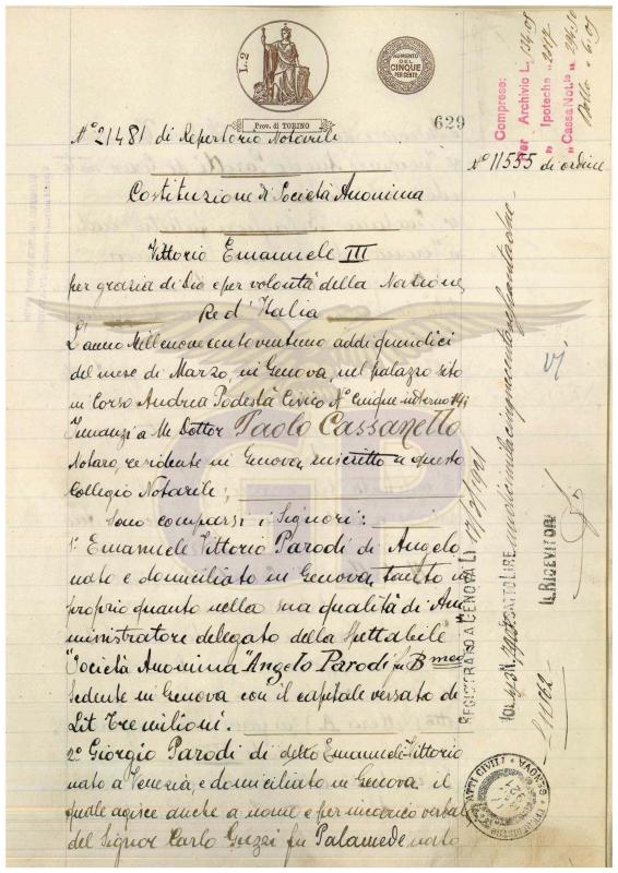 Atto costitutivo e statuto Moto Guzzi, p. 1