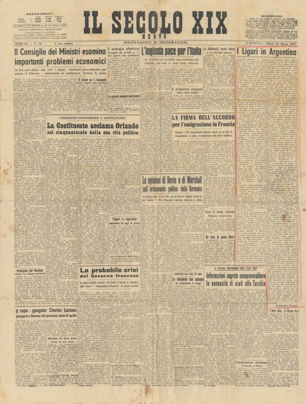 Il Secolo XIX - I Liguri in Argentina