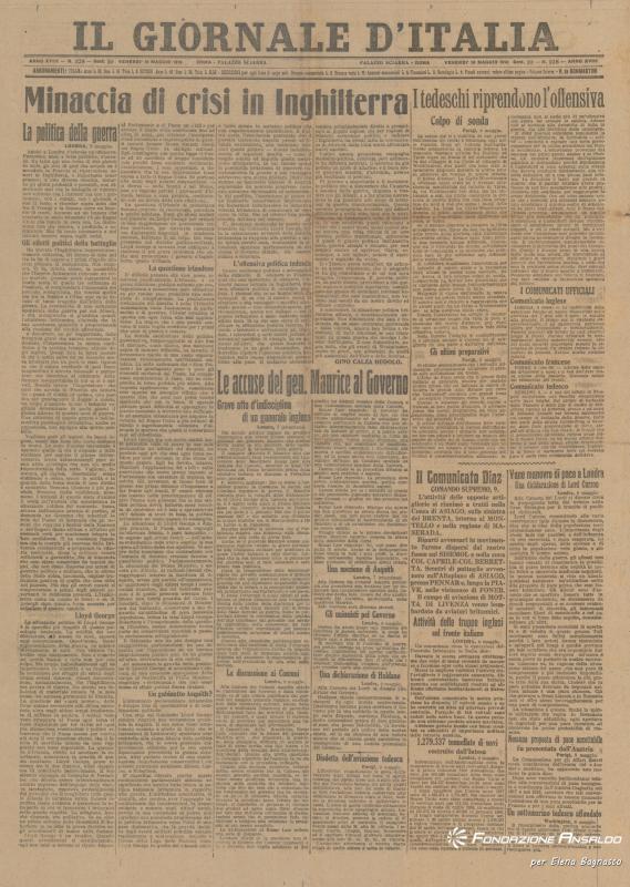 Il Giornale d'Italia, 10.05.1918, p. 1