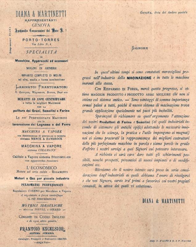 Lettera di Diana & Martinetti, 7-06-1884