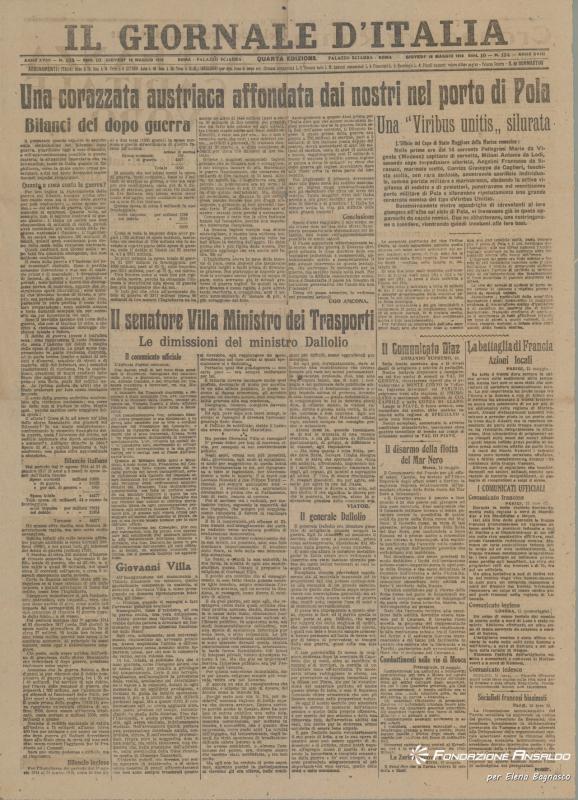 Il Giornale d'Italia, 16.05.1918, p. 1