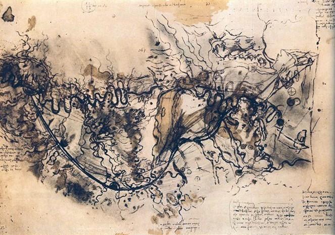 Piante topografiche di Leonardo da Vinci : studio per la canalizzazione dell'Arno tra Prato e Pistoia - p. 28
