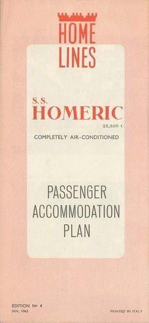 Copertina - Homeric (s/s) - Passenger accomodation plan