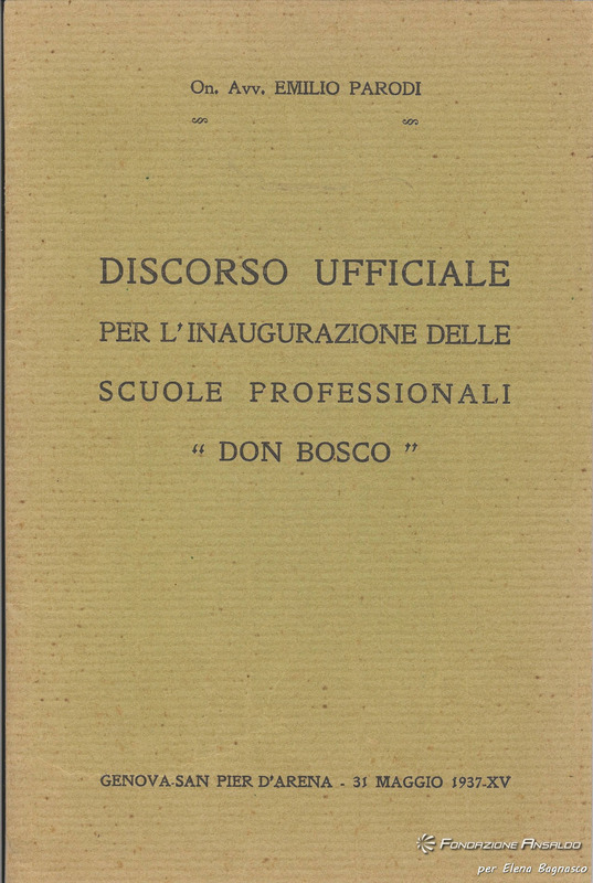 Famiglia Parodi - discorso ufficiale di Emilio Parodi