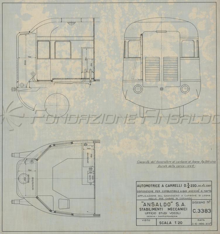 Automotrice a carrelli tipo D2/4 220 - disposizione per combustibile