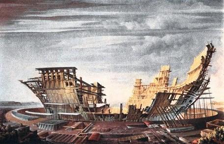 La barca solare, dipinto di Fabrizio Clerici esposto alla galleria "Sagittario" di Roma - p. 25