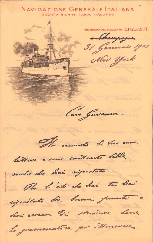 Lettera di Francesco Gerolamo Ansaldo al figlio Giovanni Ansaldo, 31-01-1905 (1)