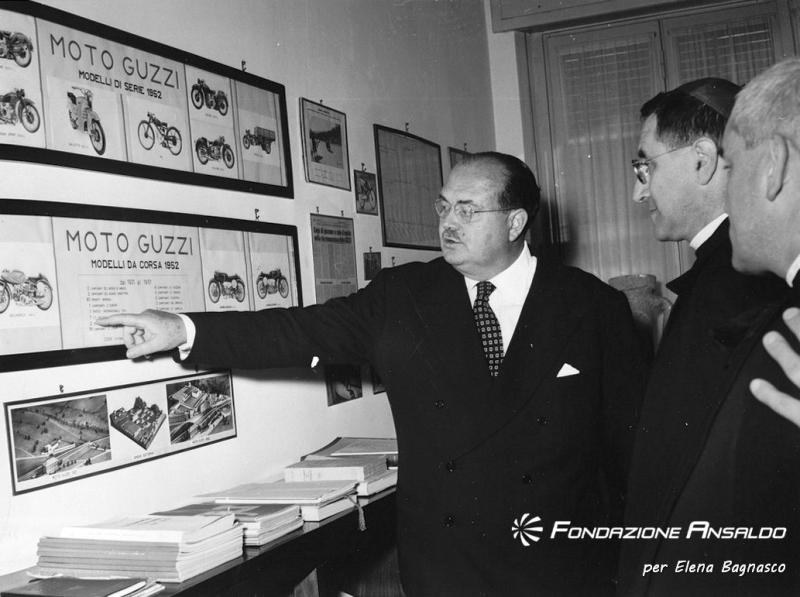 Moto Guzzi - visita dell'arcivescovo Giuseppe Siri