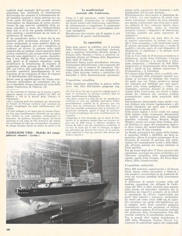 Rassegna dell'atomo a Ginevra, di Arnaldo Maria Angelini, novembre - dicembre 1958, anno VI, n. 6, p. 10