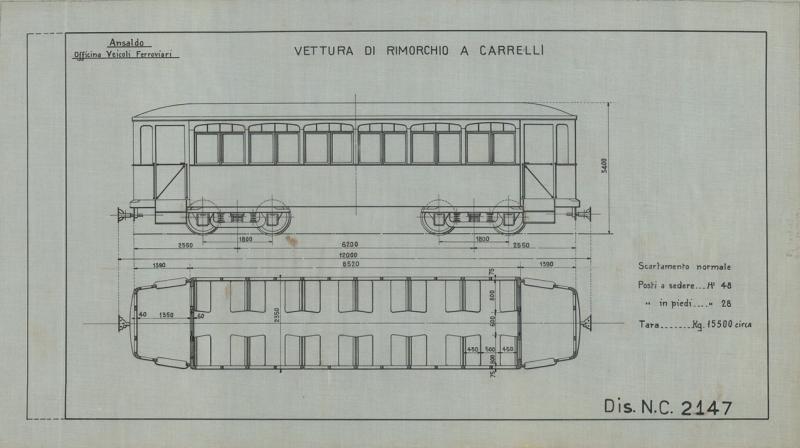 Officina Veicoli Ferroviari - Vettura di rimorchio a carrelli