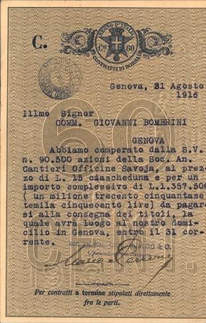 Attestazione contratto di borsa inerente le azioni aziendali