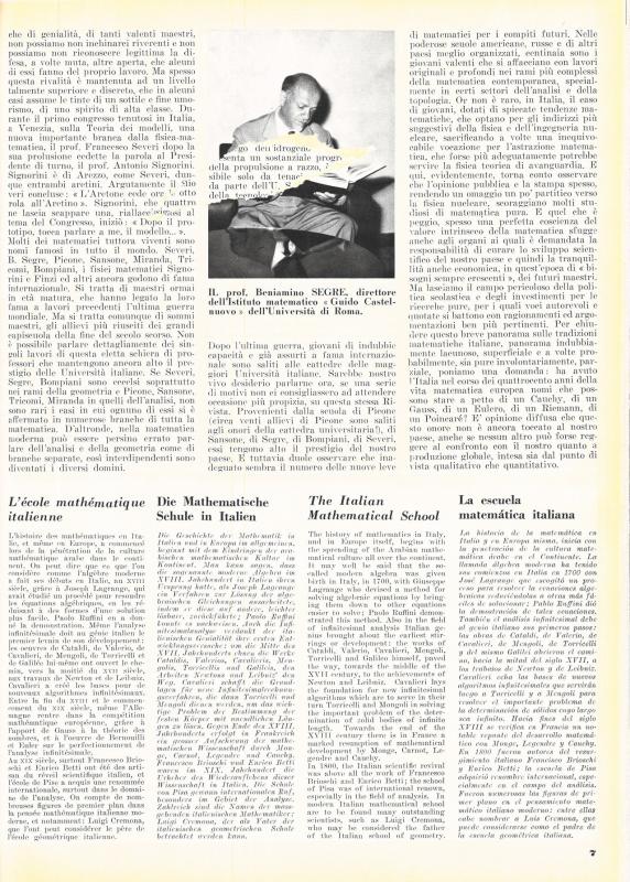 La scuola matematica italiana, di Luca Lauriola, luglio - agosto 1960, anno VIII, n. 4, p. 7