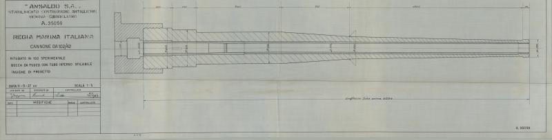 Cannone ad 102/42 ritubato in 100 - Bocca da fuoco