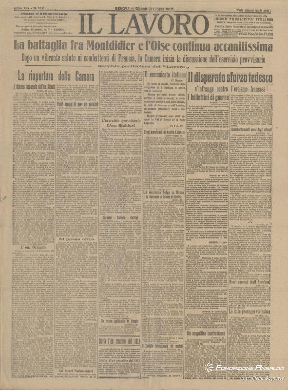 Lavoro (Il) - Genova, 13.06.1918, p.1