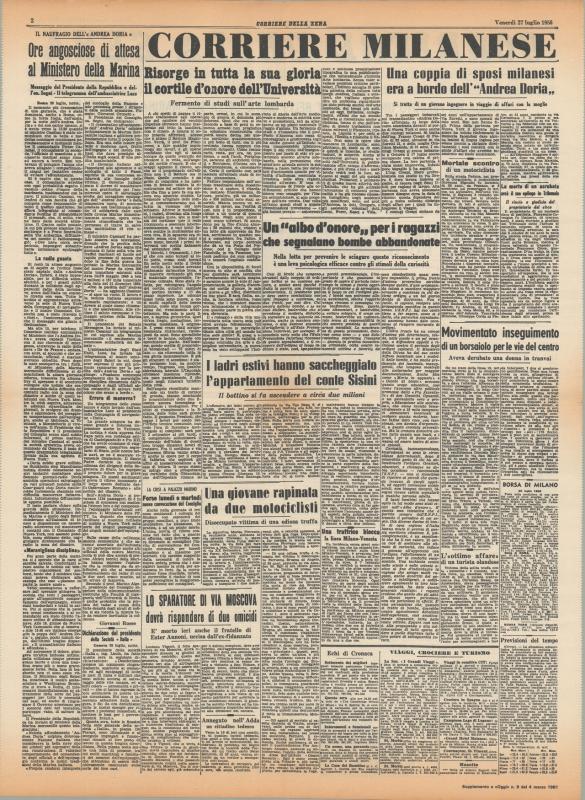 Corriere della Sera, 27 luglio 1956, p. 2