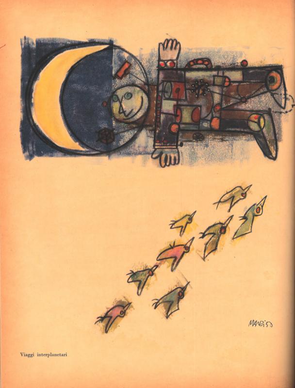 Seconda di copertina, "Viaggi interplanetari" di Riccardo Manzi - settembre 1953, anno I, n. 5