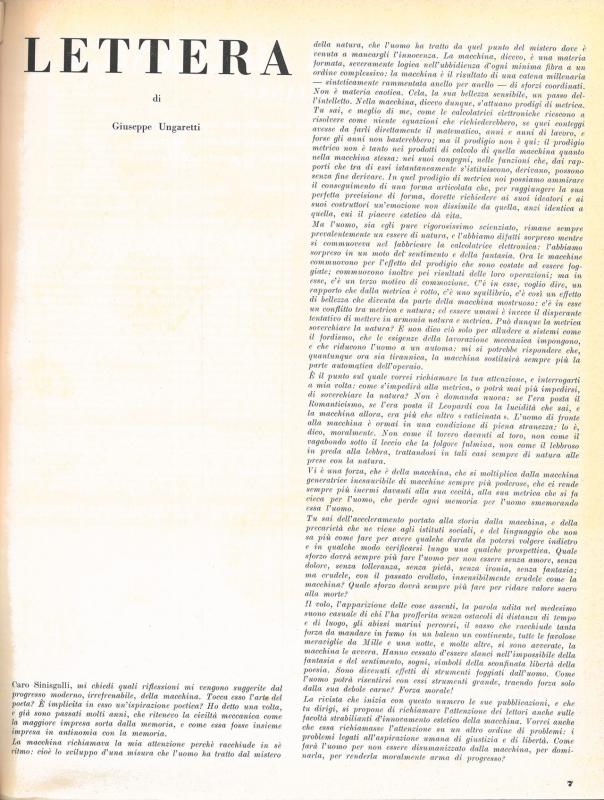 Editoriale di Giuseppe Ungaretti-gennaio 1953, anno I, n.1