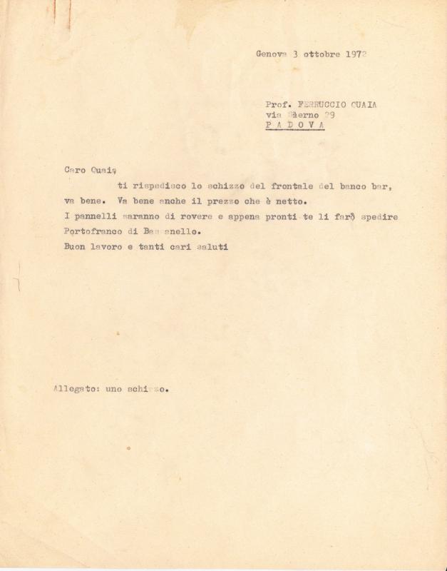 Lettera di Nino Zoncada, 1972 ott. 03