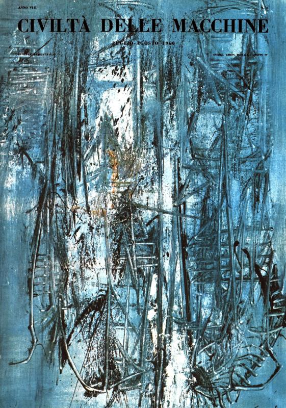 Copertina - Pannello nel salone centrale della Leonardo da Vinci, di Emilio Scanavino, luglio - agosto 1960, anno VIII, n. 4