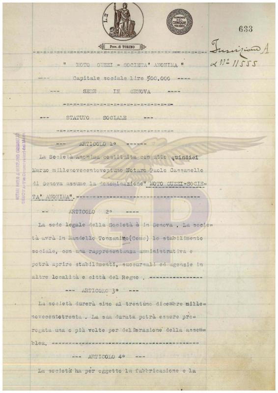 Atto costitutivo e statuto Moto Guzzi, p. 9