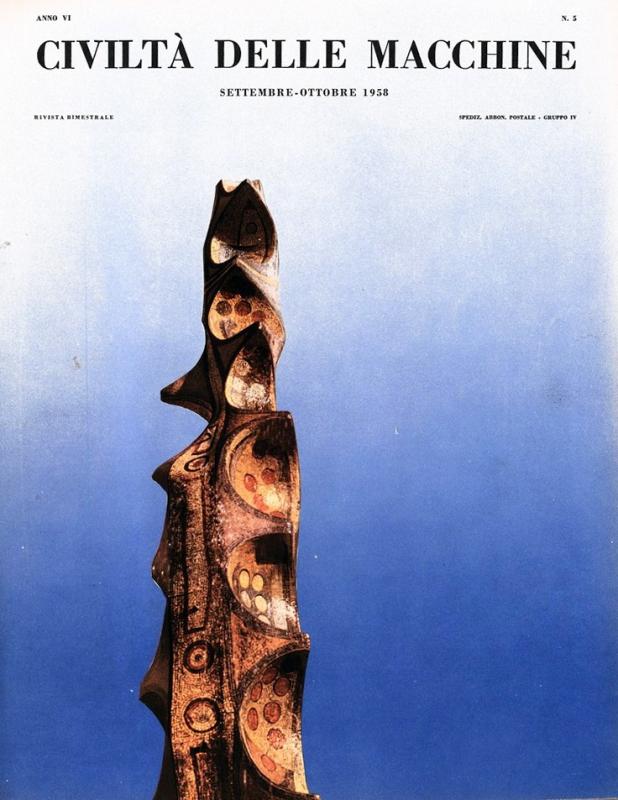 Copertina - Particolare della fontana in mosaico vetroso opera di Mirko a La Spezia, settembre - ottobre 1958, anno VI, n. 5