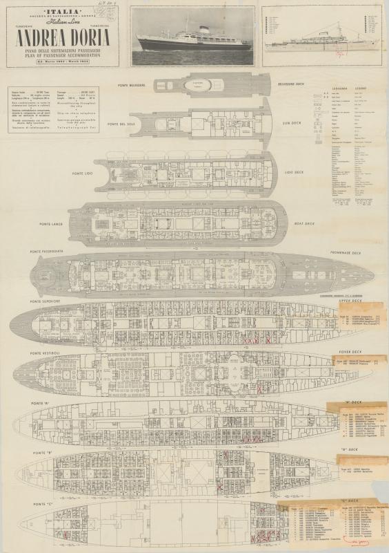 Piano delle sistemazioni passeggeri dell'Andrea Doria