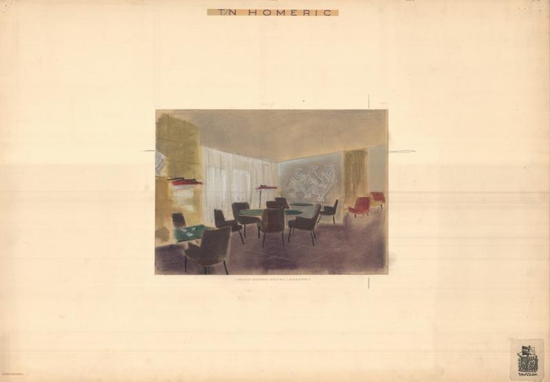 Homeric - Disegno prospettico della sala gioco di prima classe