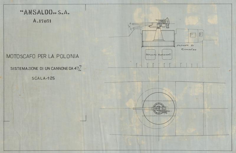 Motoscafo per la Polonia - sistemazione cannone da 47