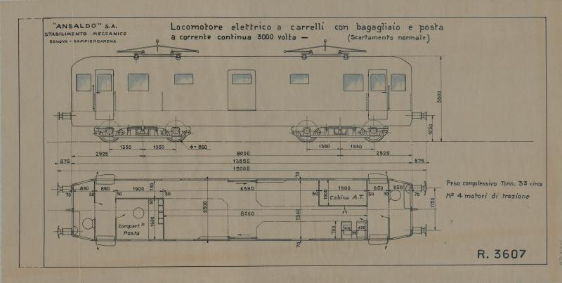 Locomotore elettrico a carrelli con bagagliaio