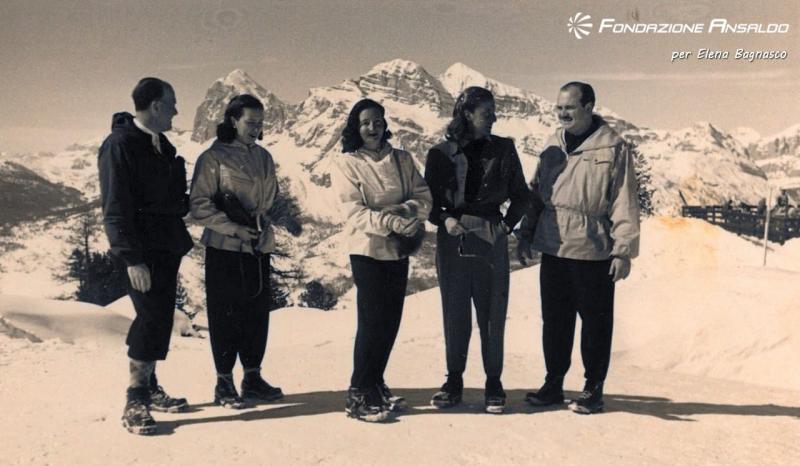 Famiglia Parodi - Giorgio Parodi con la moglie Elena, la cognata Gabriella,  un'amica e il fratello Enrico sulla neve