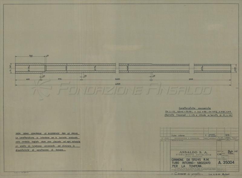 Cannone da 135/45 - sbozzato per la tempera