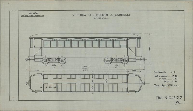 Officina Veicoli Ferroviari - Vettura di rimorchio a carrelli
